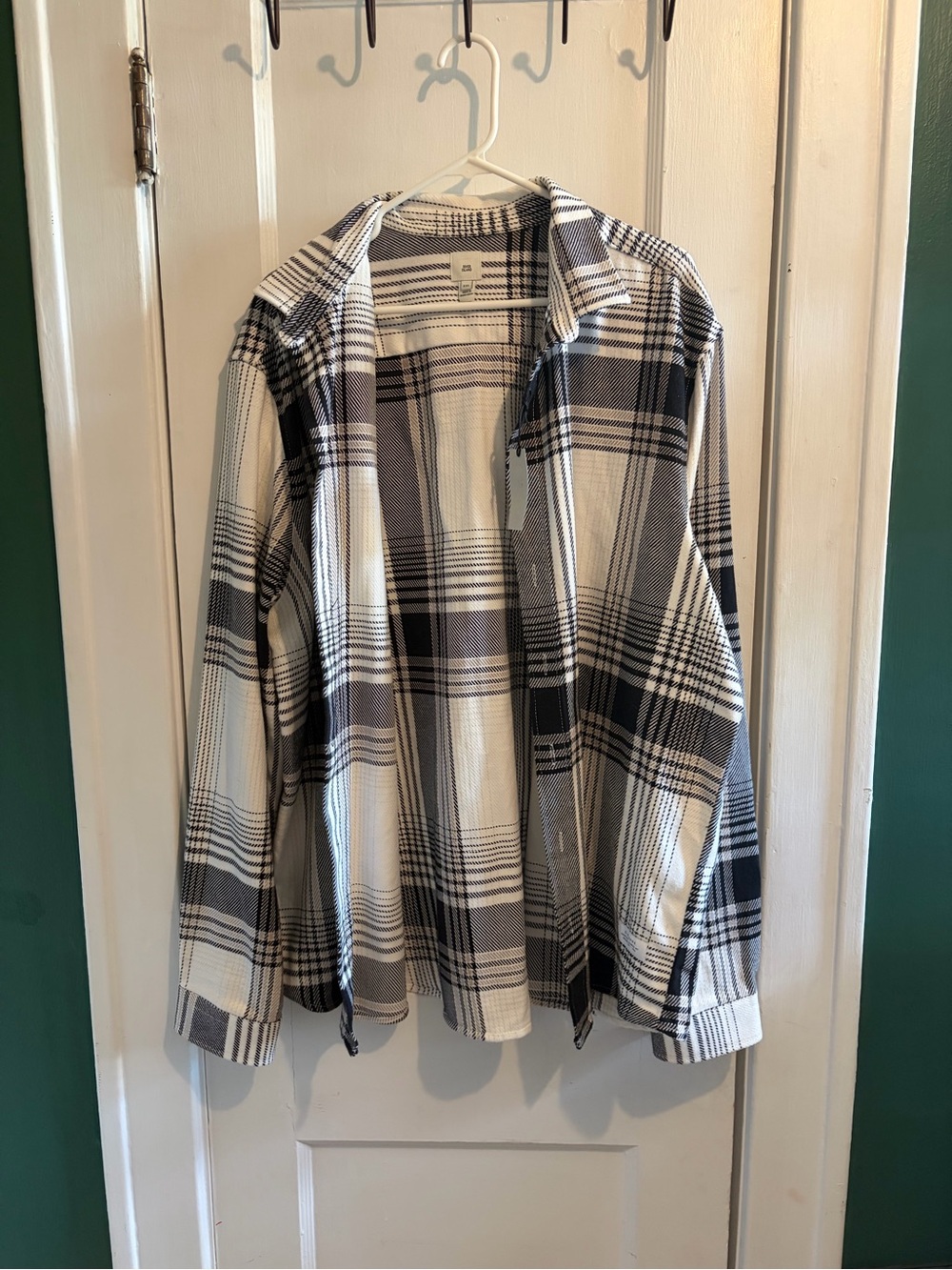 River Island Black and White Plaid Lightweight Shirt Jacket